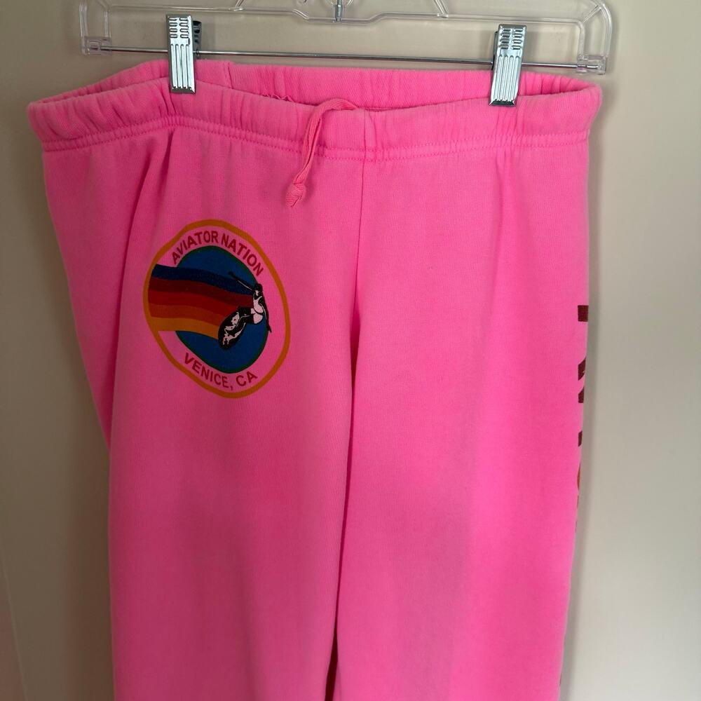 Aviator Nation | NEW Neon Pink Venice CA Sweatpants Joggers Women’s Sz Large - Picture 4 of 8